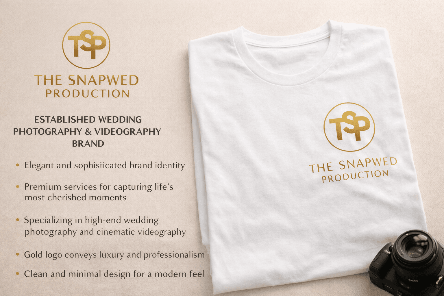 Brand Identity — Logo showcase with premium merchandise