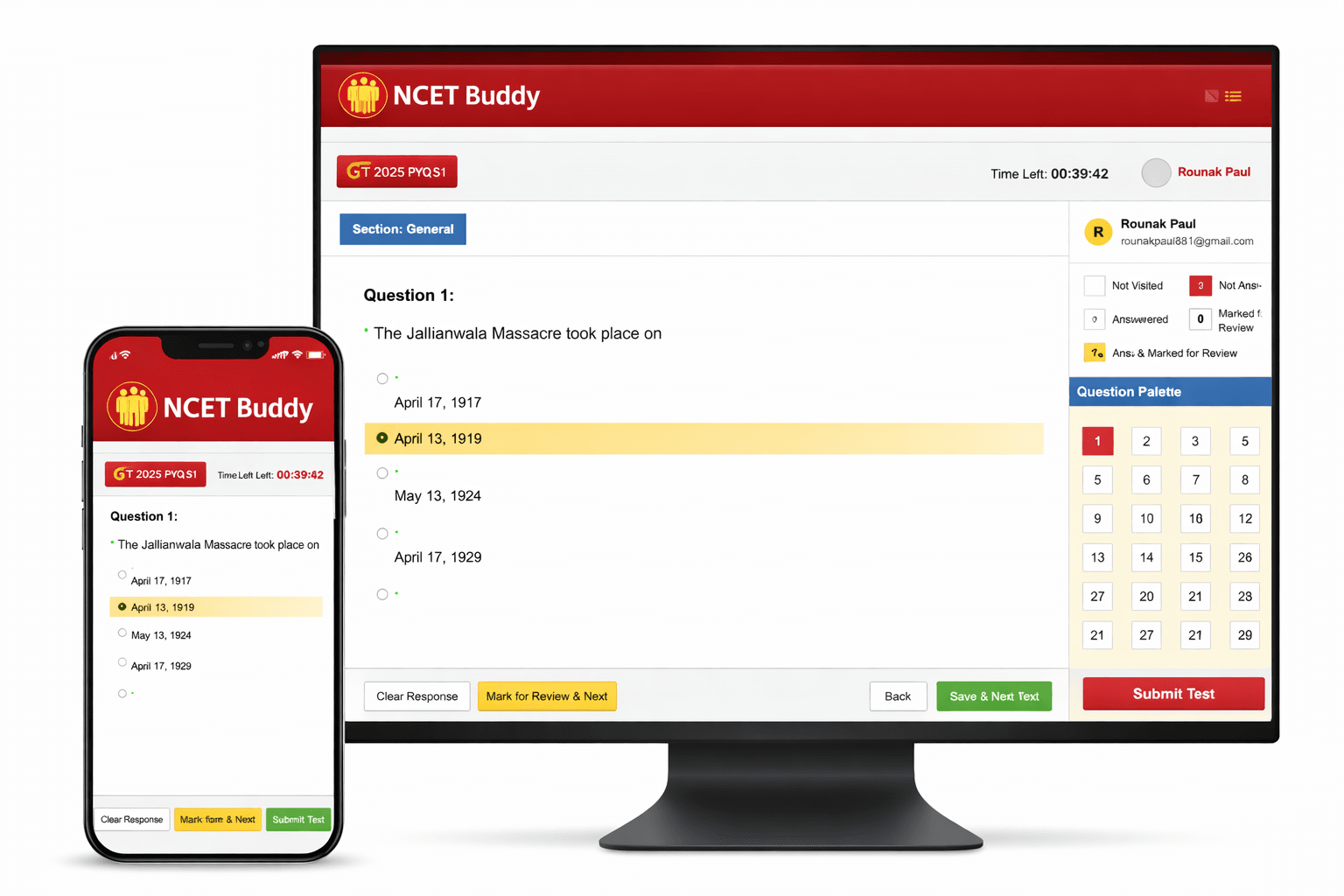 Cross-Platform — Mock test on mobile + Dashboard on tablet